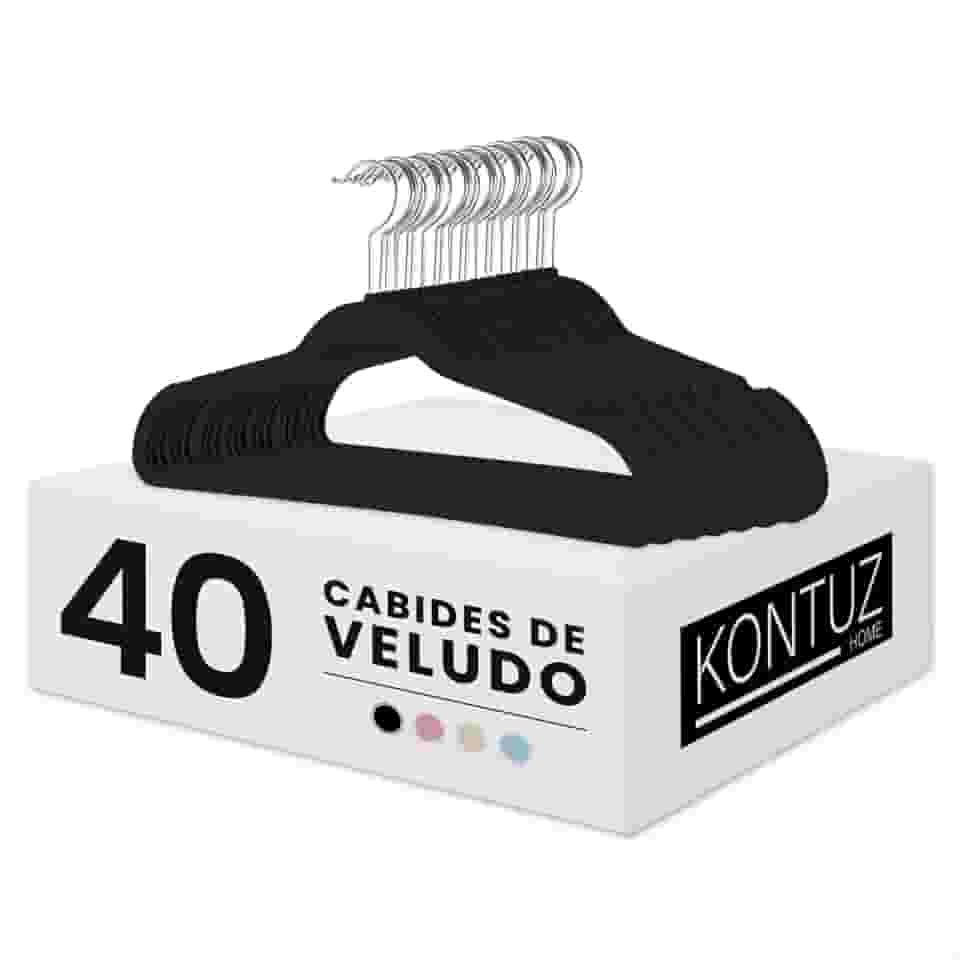 Kit 40 Cabides de Veludo Infantil 360° Antideslizante Para Roupas Camiseta Calça