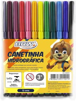 Canetinha Hidrográfica Blister com 12 Cores, BRW