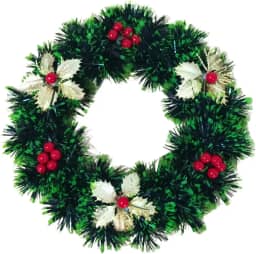 Guirlanda Decorada 24cm Flor e Azevinho Verde - Three Brothers