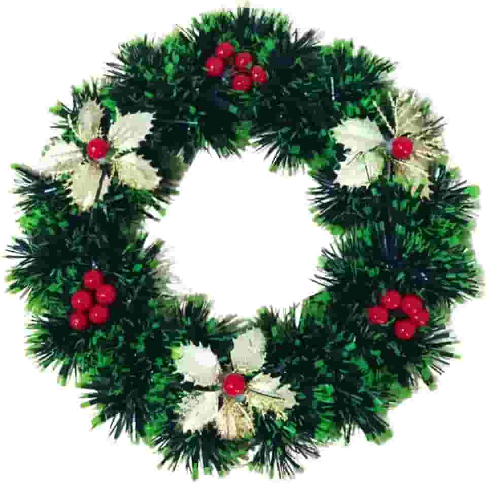 Guirlanda Decorada 24cm Flor e Azevinho Verde - Three Brothers