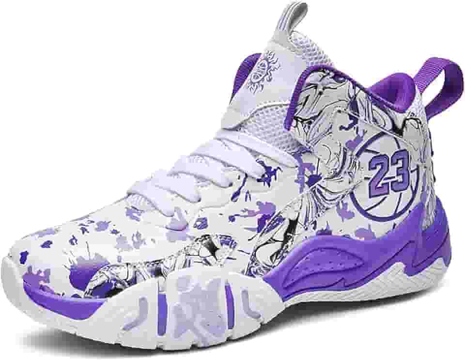 Tênis de basquete masculino de cano alto com superfície de malha para quadra externa, calçados esportivos antiderrapantes presente