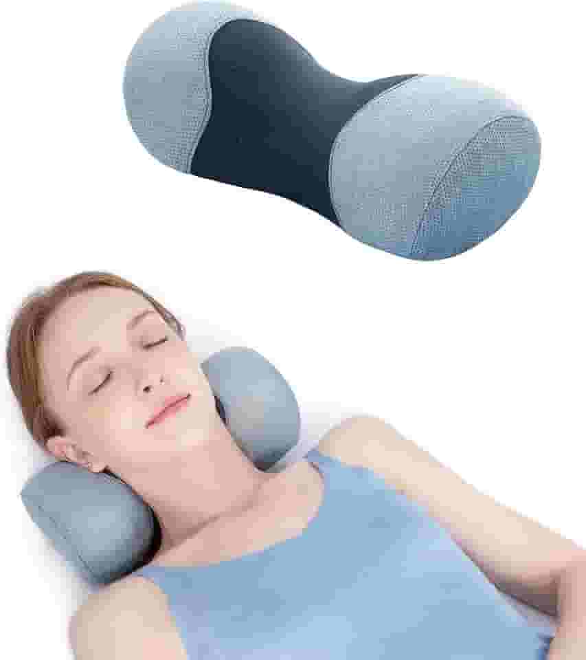 Bespilow Almofada de pescoço pequena, diga adeus à dor no pescoço, almofada de espuma viscoelástica cervical para alívio muscular da tensão, suporte de contorno, relaxamento de dor no ombro com fronha
