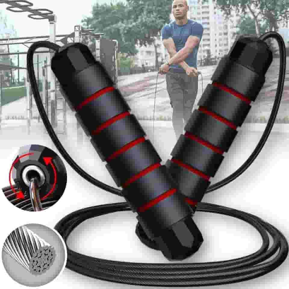 Corda De Pular Speed Rope Profissional Fitness Ajustável De 3m Com Rolamento e Cabo De Aço Revestido