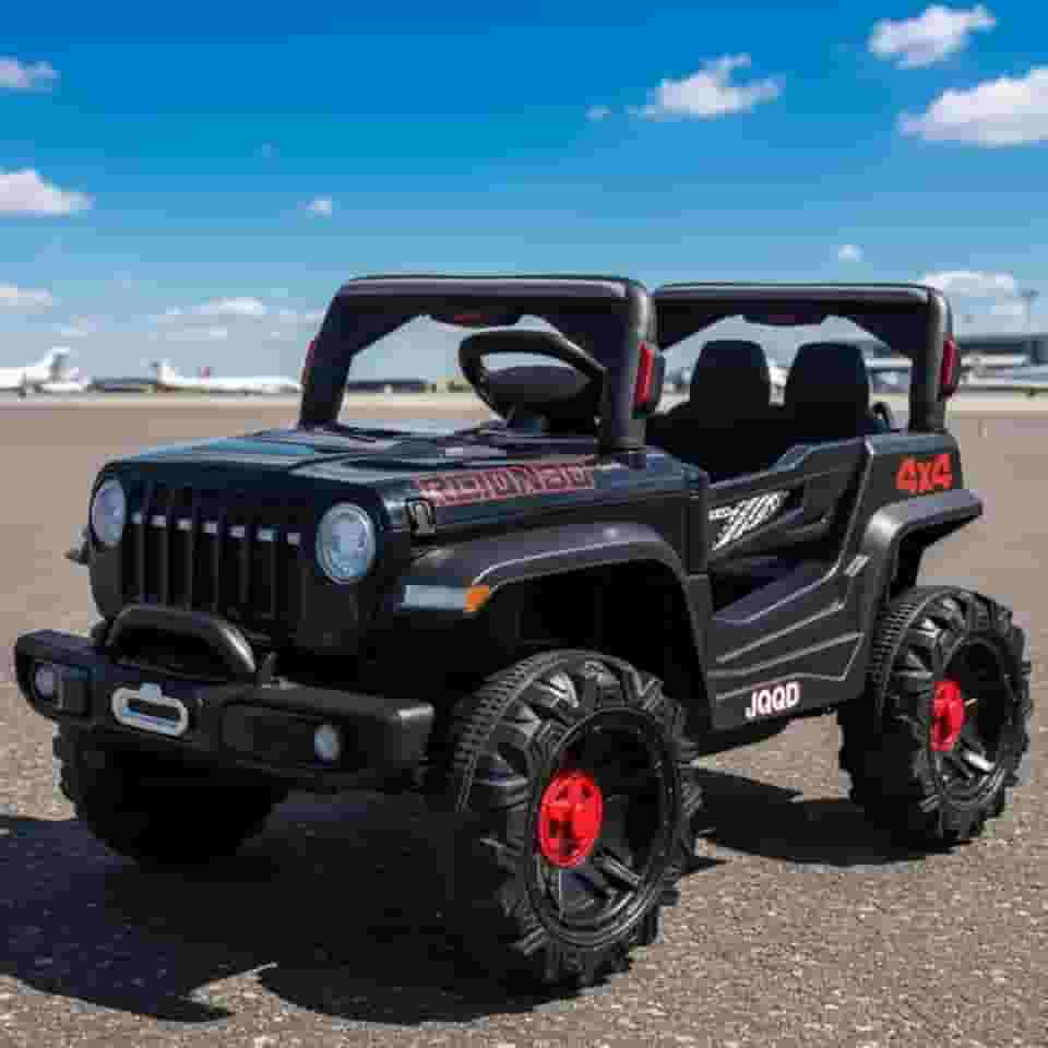 Jipe Infantil Elétrico 12v Carrinho Controle Remoto Música (Preto)