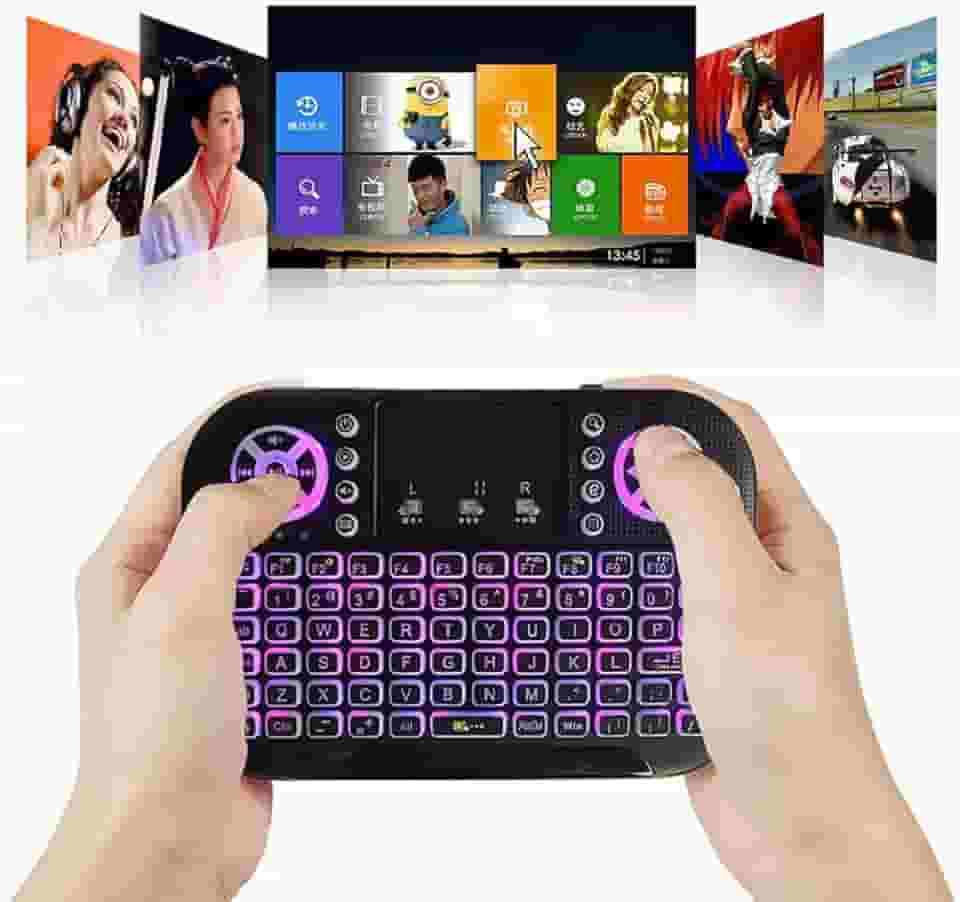 Mini Teclado Sem Fio Iluminado LED com Touchpad e Controle para Smart, PC e Dispositivos Multimídia
