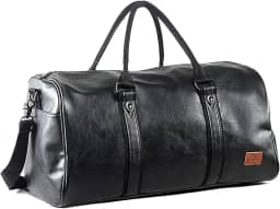 Bolsa de viagem de couro com bolsa de sapatos, bolsa de fim de semana à prova d'água, bolsa esportiva para homens e mulheres - preta, Preto, 20inch
