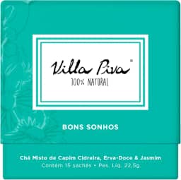Villa Piva, Chá para infusão, Bons sonhos, Sabor blend de Chá de Capim Cidreira, Melissa, Hortelã, Erva-Doce, Camomila & Jasmim, 15 saches