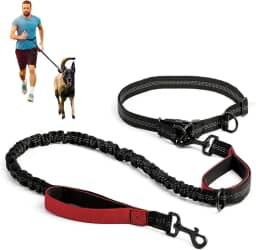 Guia Retrátil Dupla Refletiva para Cães, Guia para Cachorros, Cinto Ajustável, Adequado para Correr com Cães e Atividades ao ar Livre(Vermelho)