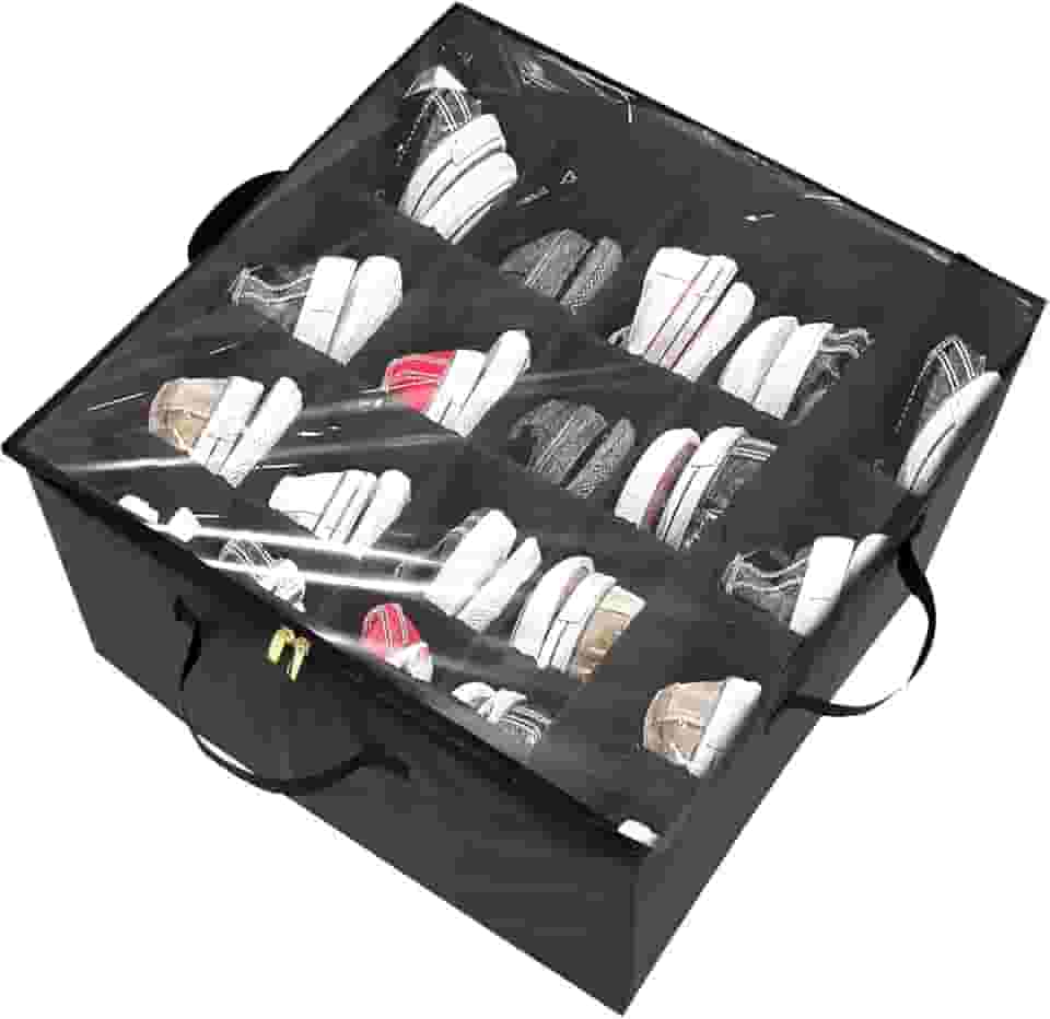 Caixa de armazenamento de sapatos com divisória à prova de poeira caixas de armazenamento de sapatos com tampa transparente e alça recipientes organizadores dobráveis fáceis de montar, grande para 20