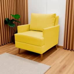 Poltrona Decorativa Para Sala Recepção Consultório Escritório Serena Suede (Amarelo)
