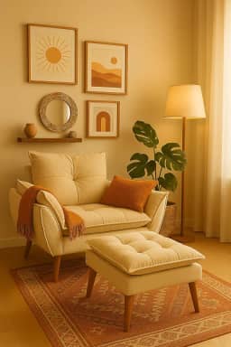 Kit Poltrona Decorativa Amamentação Suede Luxo com Puff Suede Bege - Jrc Móveis