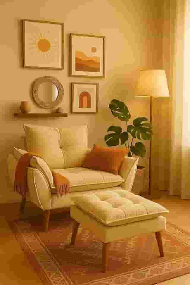 Kit Poltrona Decorativa Amamentação Suede Luxo com Puff Suede Bege - Jrc Móveis