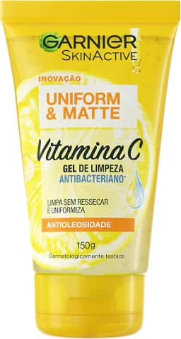 Gel de Limpeza Facial Antibacteriano Garnier Uniform & Matte Vitamina C, 150ml