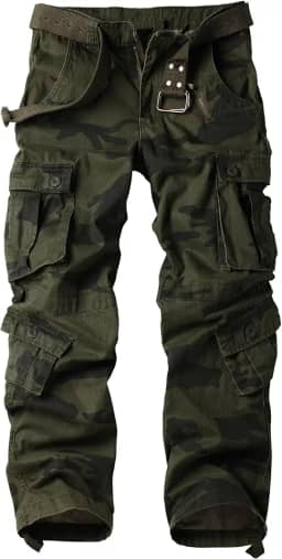 Calça cargo masculina camuflada de algodão, casual, tática, combate, militar, ripstop com vários bolsos