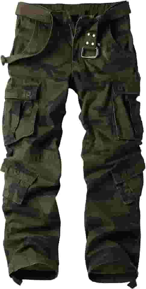 Calça cargo masculina camuflada de algodão, casual, tática, combate, militar, ripstop com vários bolsos