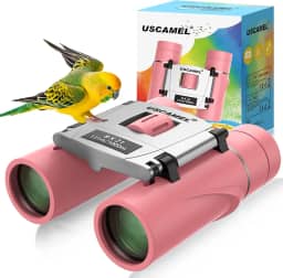 USCAMEL Binóculos compactos 8 × 21 para adultos e crianças, mini binóculos de viagem para observação de pássaros, caça, viagem (rosa)