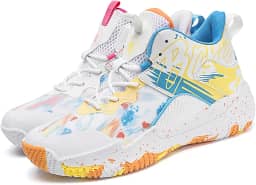 Tênis de basquete feminino, masculino, moderno, tênis de corrida, pintura colorida, alto rebote, antiderrapante
