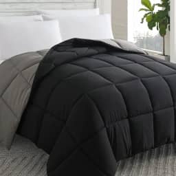 Cosybay Edredom alternativo de plumas (preto/cinza, Queen) - edredom de cama queen size acolchoado macio para todas as estações - enchimento de edredom com abas de canto - inverno verão quente fofo,