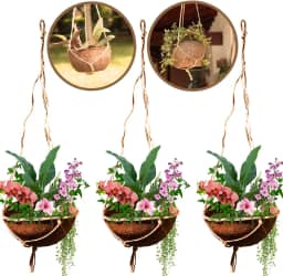 Kit 3 Vaso Suspenso de Fibra de Coco com Corrente de Sisal Cestindama - Coquim