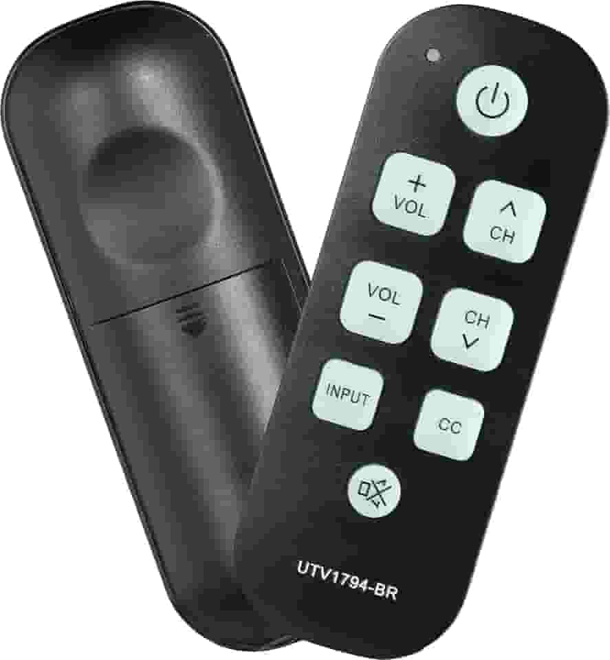 Controle remoto universal com luz de fundo de botão grande para idosos, simples e fácil de usar, compatível com as principais marcas de TV