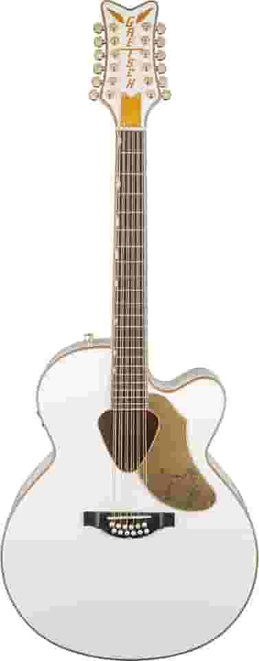 Guitarra elétrica acústica Gretsch G5022CWFE-12 Rancher Falcon branca de 12 cordas