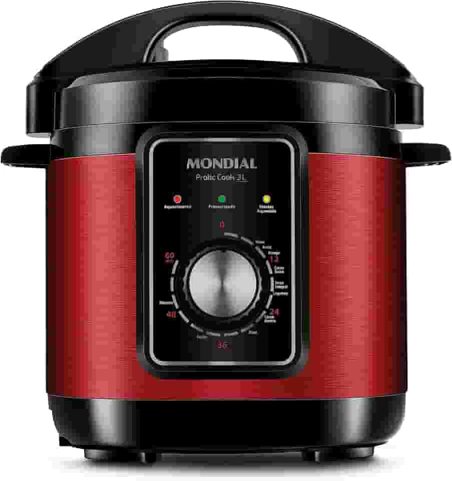 Panela de Pressão Elétrica 3L, Mondial, Vermelho/Inox, 700W, 110V - PE-47-3L-RI