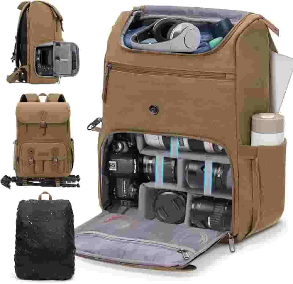 RAINSMORE Mochila para câmera DSLR/SLR Bolsa para câmera profissional de fotógrafos