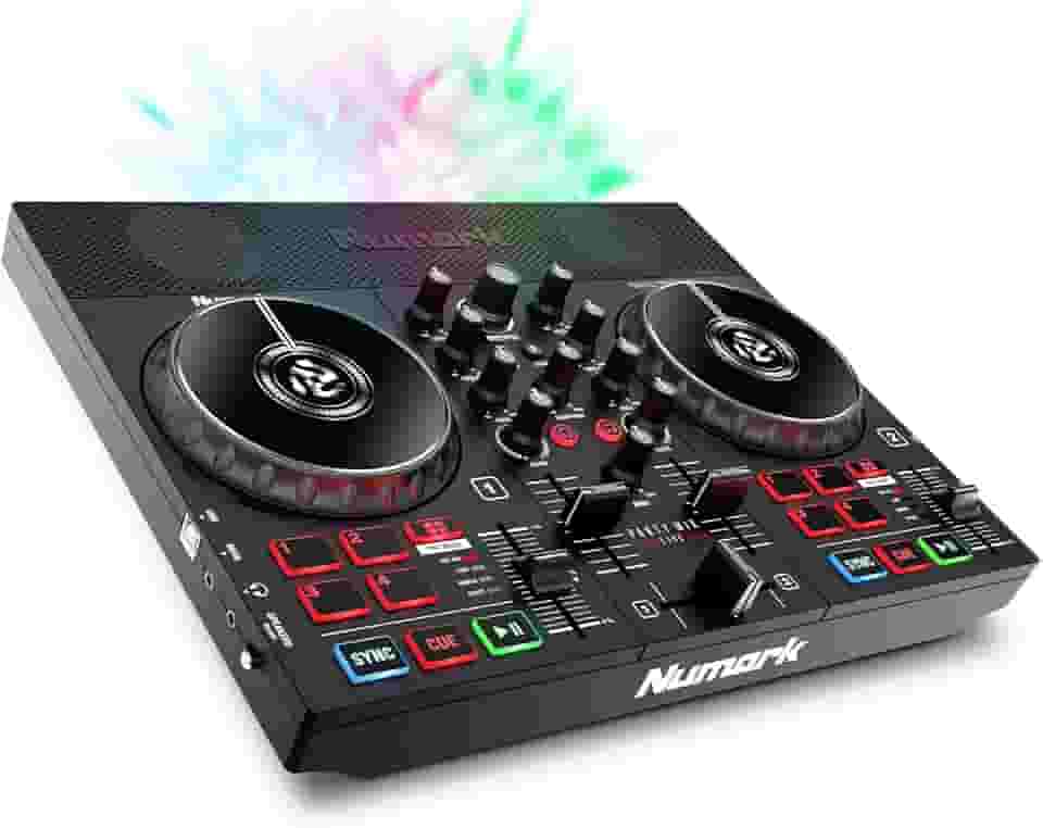 Numark Party Mix Live – Controlador de DJ com alto-falantes embutidos, luzes de festa e mixer DJ, conjunto completo de DJ com mixer e interface de áudio + Serato DJ Lite