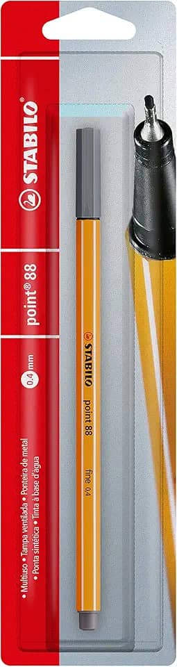 Caneta Hidrográfica Point 88, Stabilo, 113.1427, Cinza Escuro, Blister c/1 unidade