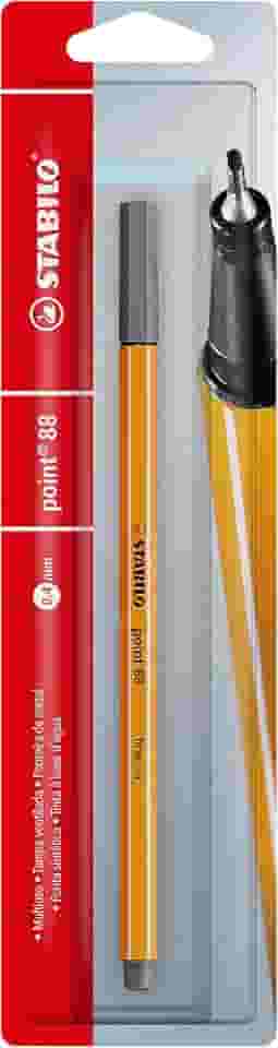Caneta Hidrográfica Point 88, Stabilo, 113.1427, Cinza Escuro, Blister c/1 unidade