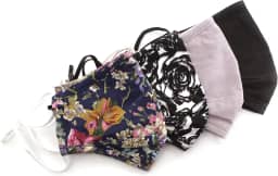 Máscara facial de tecido de algodão ajustada para adultos com bolso para filtro – tecido reutilizável confortável máscara facial – 3 camadas – lavável com alças ajustáveis para orelha e ponte do nariz – pacotes variados (variedade C)