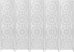 5 Biombo Pintado Divisoria Separador de Ambiente MDF Com Pés Preto ou Branco (Mandala, Branco)