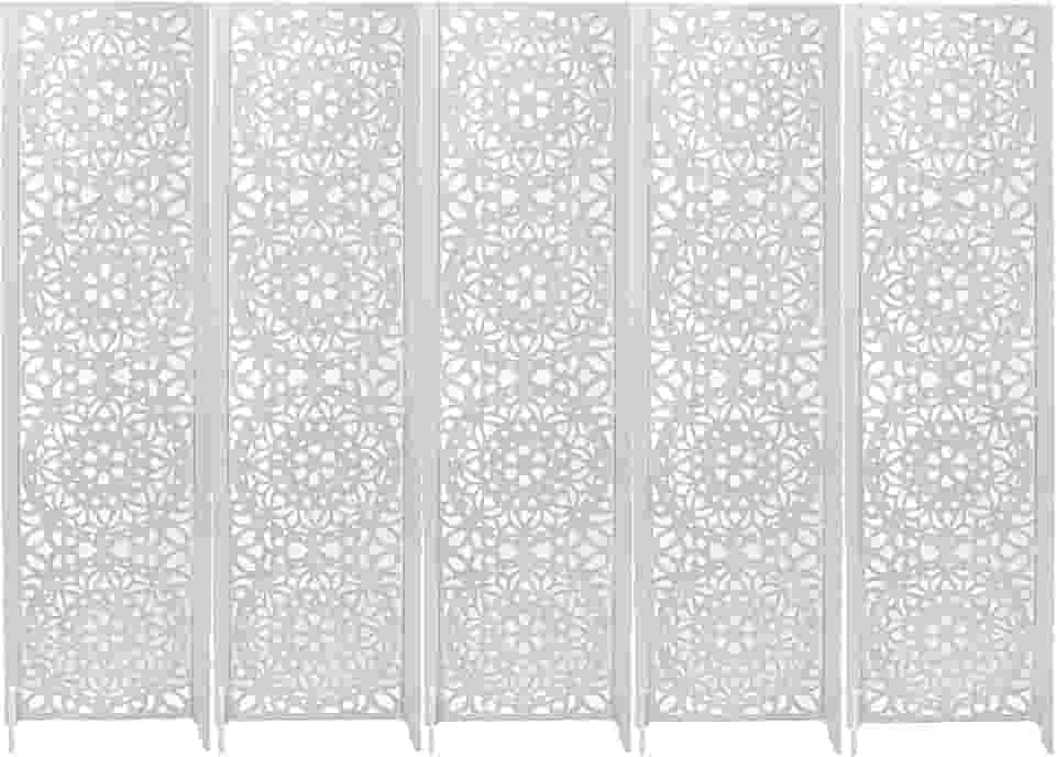 5 Biombo Pintado Divisoria Separador de Ambiente MDF Com Pés Preto ou Branco (Mandala, Branco)