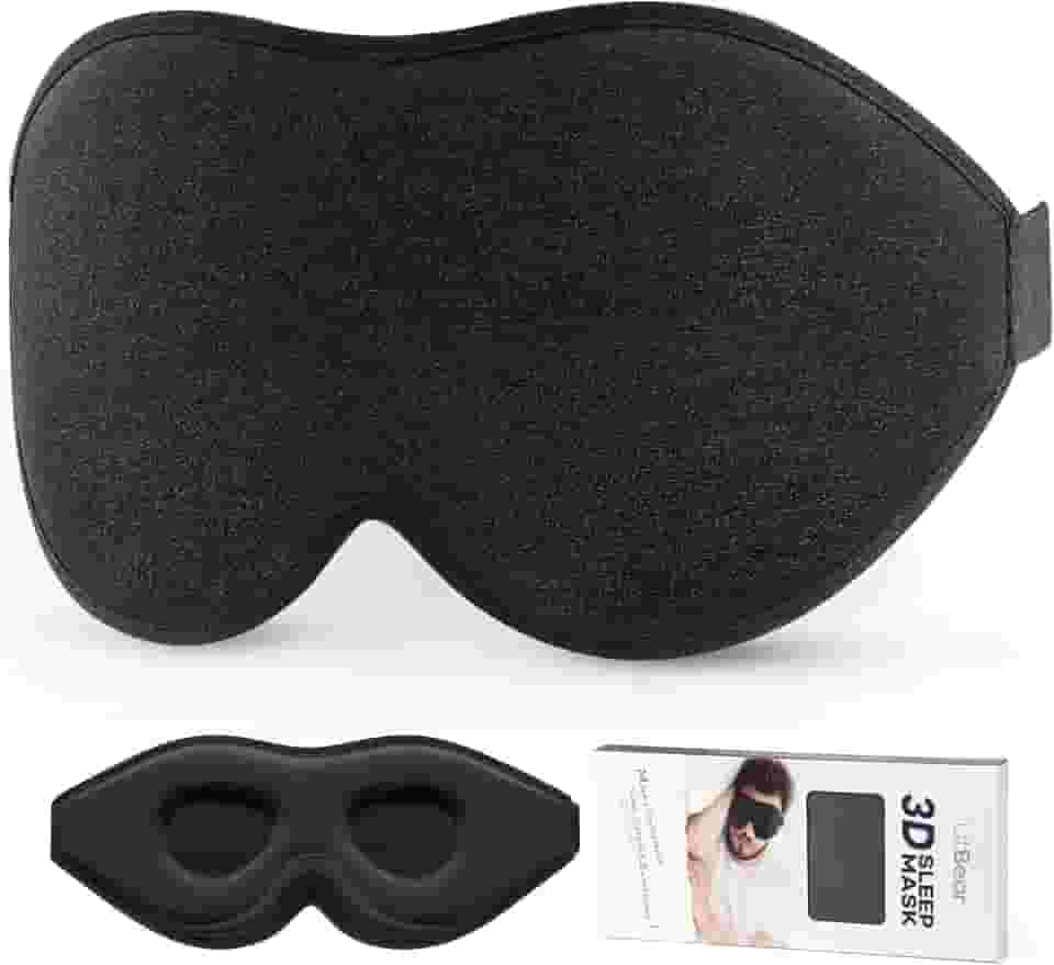LitBear Máscara de dormir para mulheres e homens que dormem de lado, máscara de olho para bloquear a luz do sono, máscara de dormir com contorno 3D, máscara de dormir macia e respirável com alça