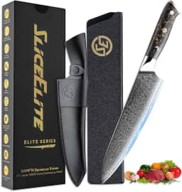 SliceElite Faca de chef Elite Series 20 cm VG10 aço damasco forjado cabo de fibra de carbono afiado cozinha vegetal carne escultura fatiar cozinhar cutelo de precisão cortador de precisão ferramenta