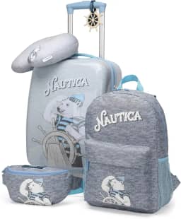 bagagem infantil - conjunto de mala de mão vertical de 18 'aprovada pela companhia aérea com rodas (viagem polar | conjunto de viagem de 5 peças)