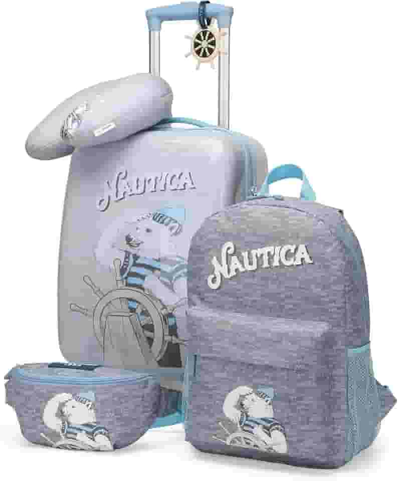 bagagem infantil - conjunto de mala de mão vertical de 18 'aprovada pela companhia aérea com rodas (viagem polar | conjunto de viagem de 5 peças)