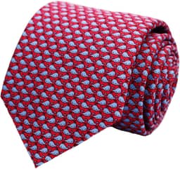 Gravatas masculinas 100% seda feitas à mão com estampas de animais + caixa de presente.., Baleias - Azul marinho em vermelho, Regular Length - 59"