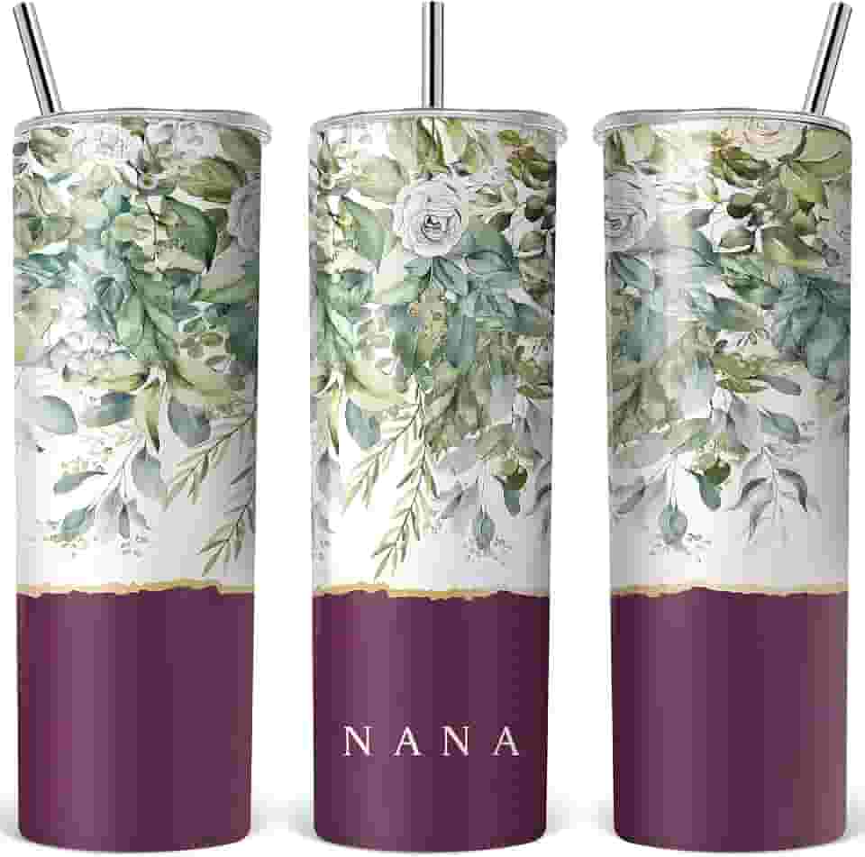 Nurforta Presentes Nana para vovó, Dia das Mães, presentes de Natal para avó, avó, do neto - Caneca de café de 590 ml com tampa e canudo