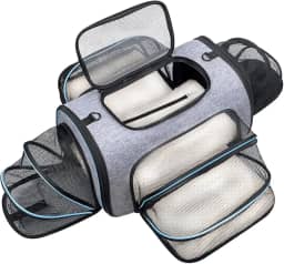 Bolsa De Transporte Pet 51x32x31cm Expansível Luxo Viagem Aéreo Cabine Grande Passeio Cães e Gatos