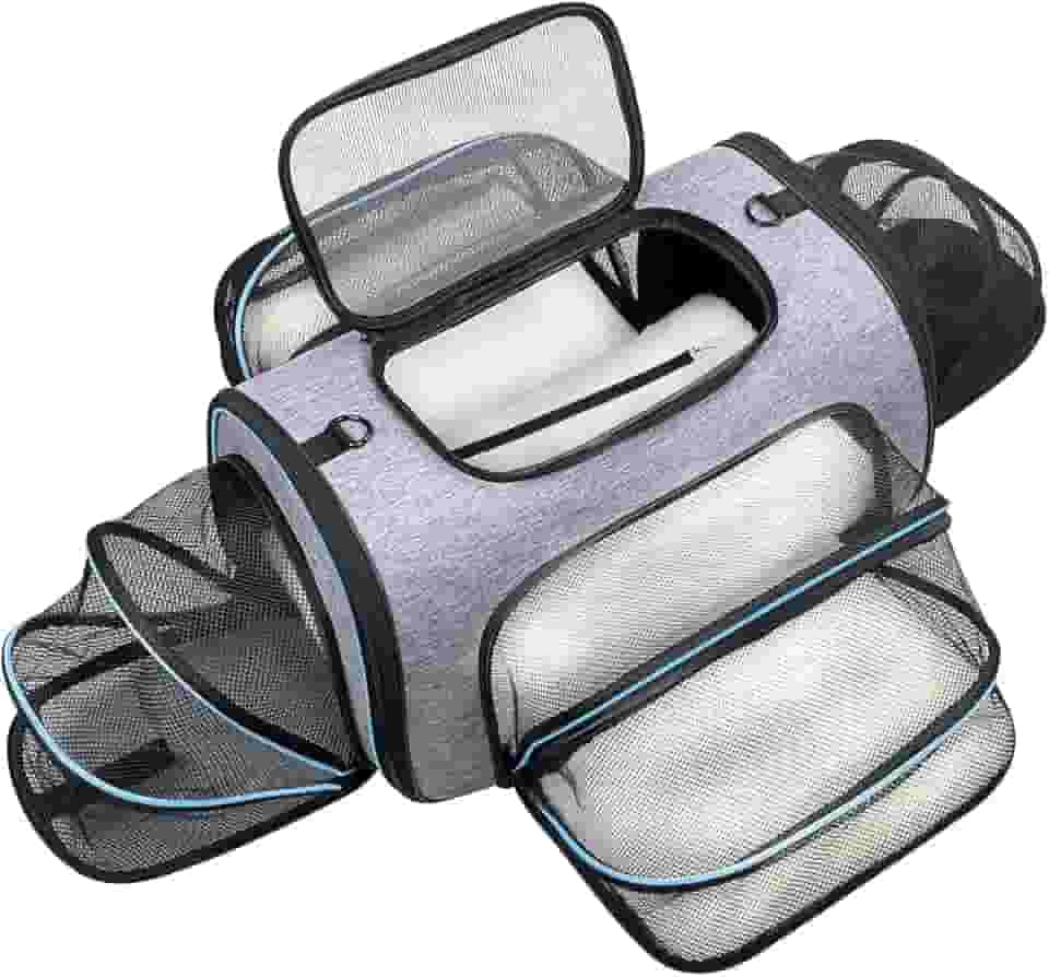 Bolsa De Transporte Pet 51x32x31cm Expansível Luxo Viagem Aéreo Cabine Grande Passeio Cães e Gatos