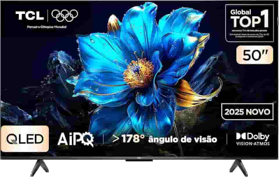 Smart TV TCL 50 Polegadas QLED 4K P7K WiFi Bluetooth Google TV HDR10+ Dolby Atmos Dolby Vision 50P7K
