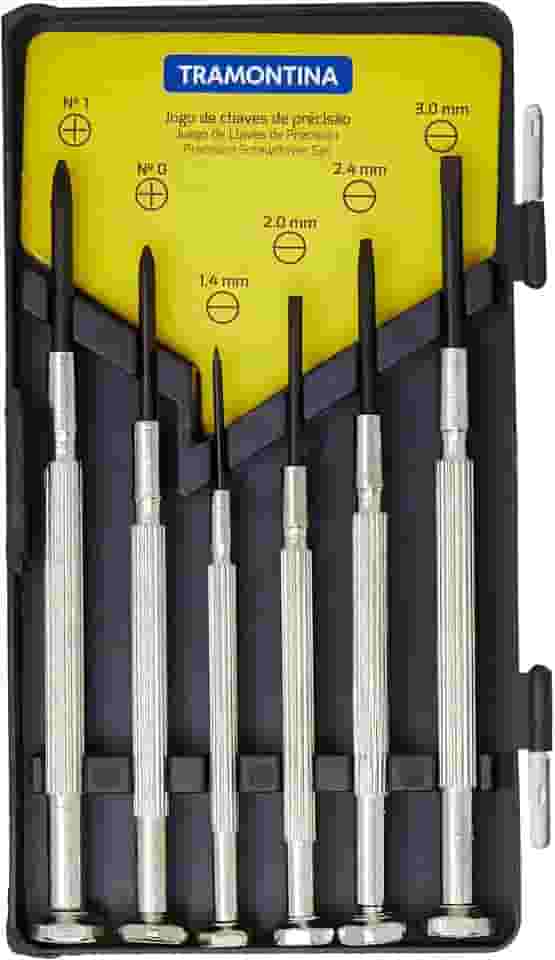 Jogo de Chave Precisão 6 Peças, com 4 Chaves Ponta Chata e 2 Chaves Ponta Cruzada, Tramontina 41905306