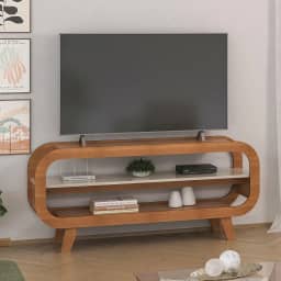 Rack 1,33 mt para TV até 60' com estrutura usinada MDF 15mm THEO cor Cinamomo/Off White - Artely