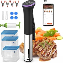 Hobsir Kit de cozimento sous vide, máquina de sous vide de 1100 W com 30 sacos de vedação, bomba de vácuo, ímãs, LED, controle de aplicativo Wi-Fi, circulador de imersão de aço inoxidável silencioso