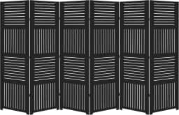Biombo Pintado Divisoria Separador de Ambiente MDF Preto ou Branco (Preto, 6 Horizontal Vertical)