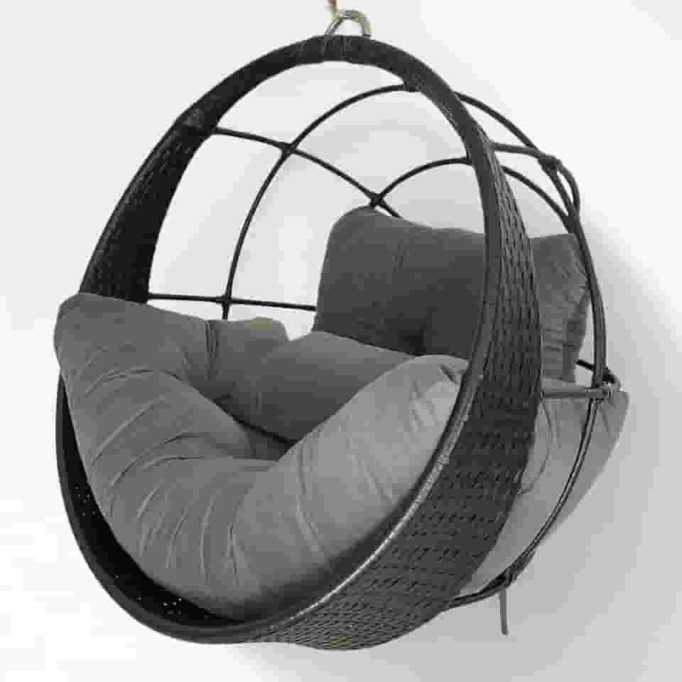 Cadeira Suspensa Ômega Balanço Ninho Redondo em Alumínio com Almofadas de Veludo