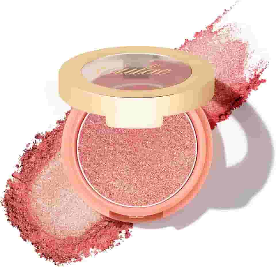 Oulac Maquiagem Blush Luminosa Brilhante Ouro Coral|Subtle Shimmery Cremoso Blush Pó Iluminador Bochecha | Pigmentado e Misturável | Tom de Pele Leve a Médio | Vegano e Livre de Crueldade | 4,8 g F03
