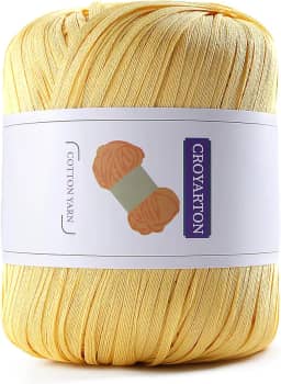 Fio de ráfia para crochê, fio de algodão macio para crochê, bolsa de praia de verão, 114 jardas/fio de papel de fita de 50 g para iniciantes, bolsa de tricô de mão DIY (amarelo)