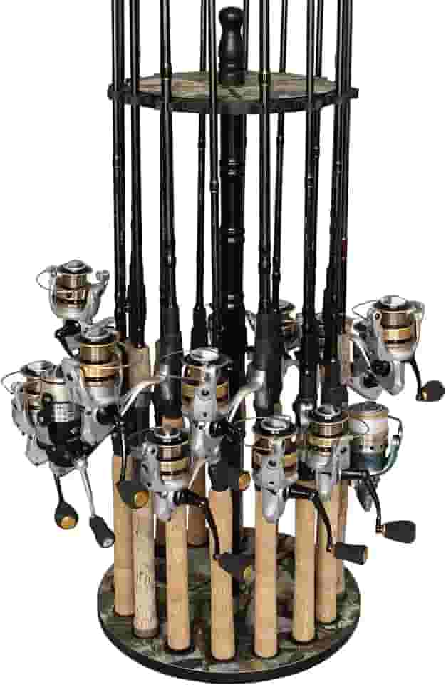 Rush Creek Creations Rack de armazenamento de vara de pesca redondo com 16